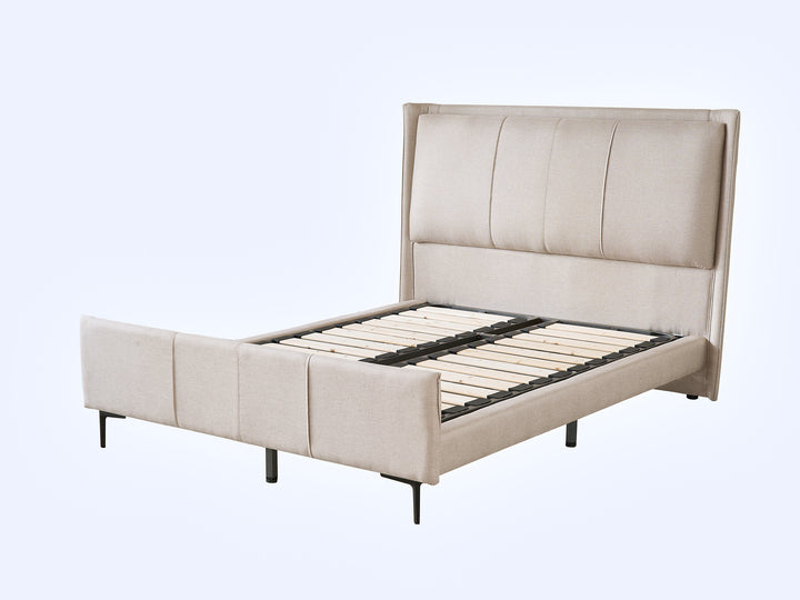 Hudson Beige Upholstered Bed Frame