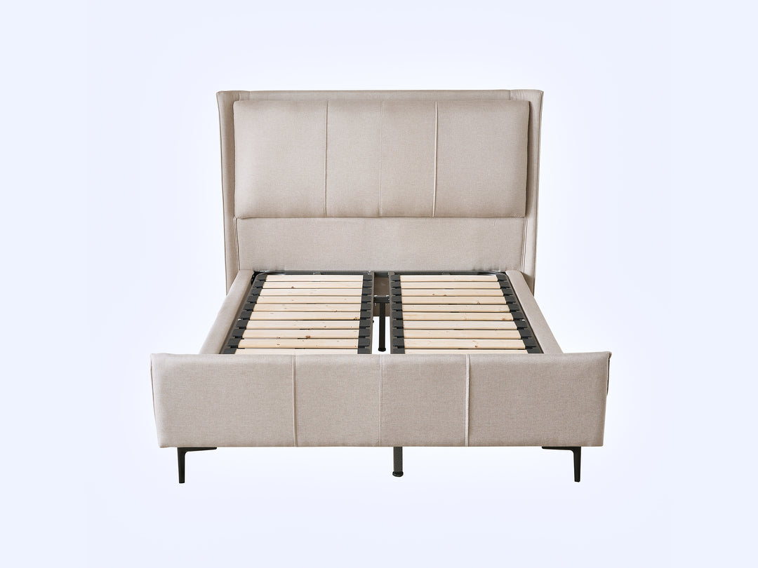 Hudson Beige Upholstered Bed Frame