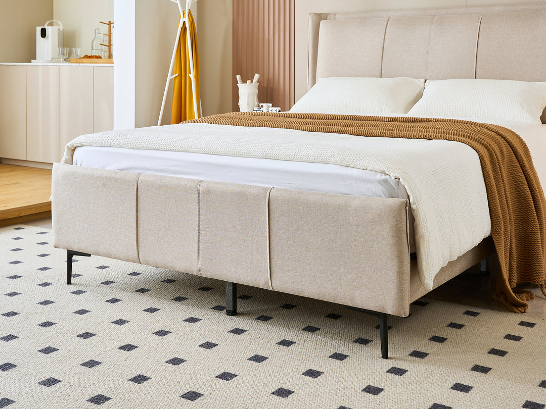 Hudson Beige Upholstered Bed Frame