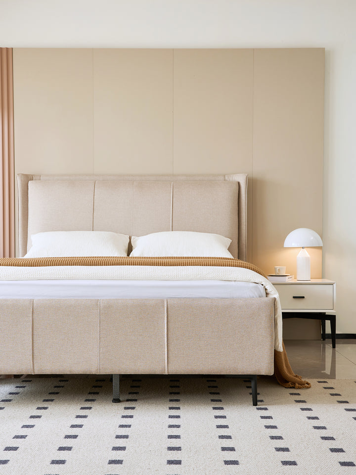 Hudson Beige Upholstered Bed Frame