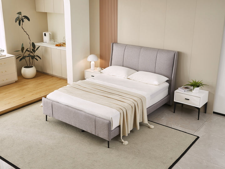 Hudson Grey Upholstered Bed Frame