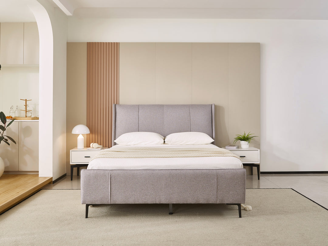 Hudson Grey Upholstered Bed Frame