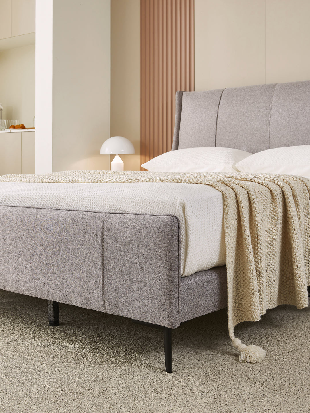 Hudson Grey Upholstered Bed Frame