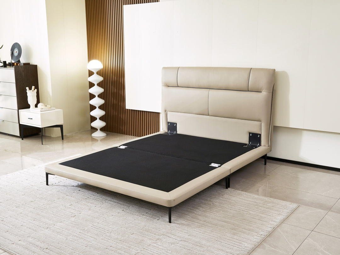 Retro Engineered Leather Bed Frame