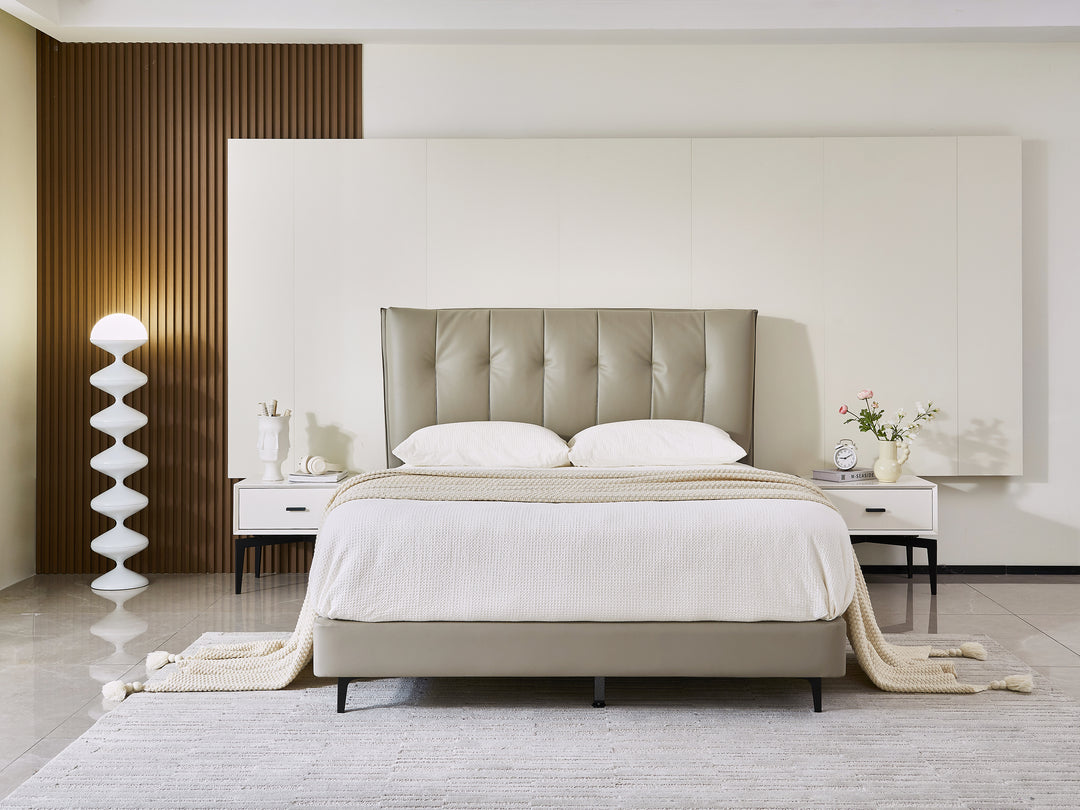 Stella Grey Engineered Leather Bed Frame