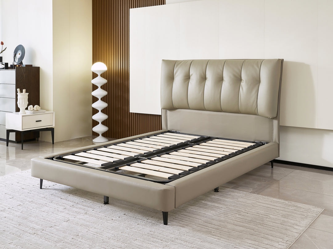 Stella Grey Engineered Leather Bed Frame