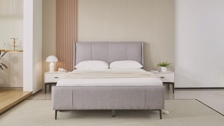 Hudson Grey Upholstered Bed Frame