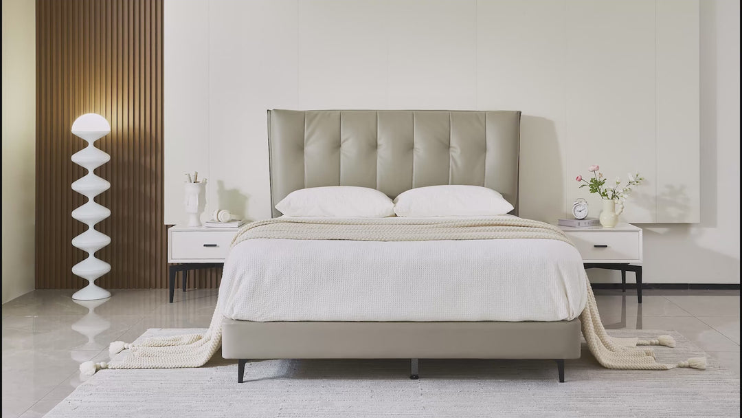 Stella Grey Engineered Leather Bed Frame